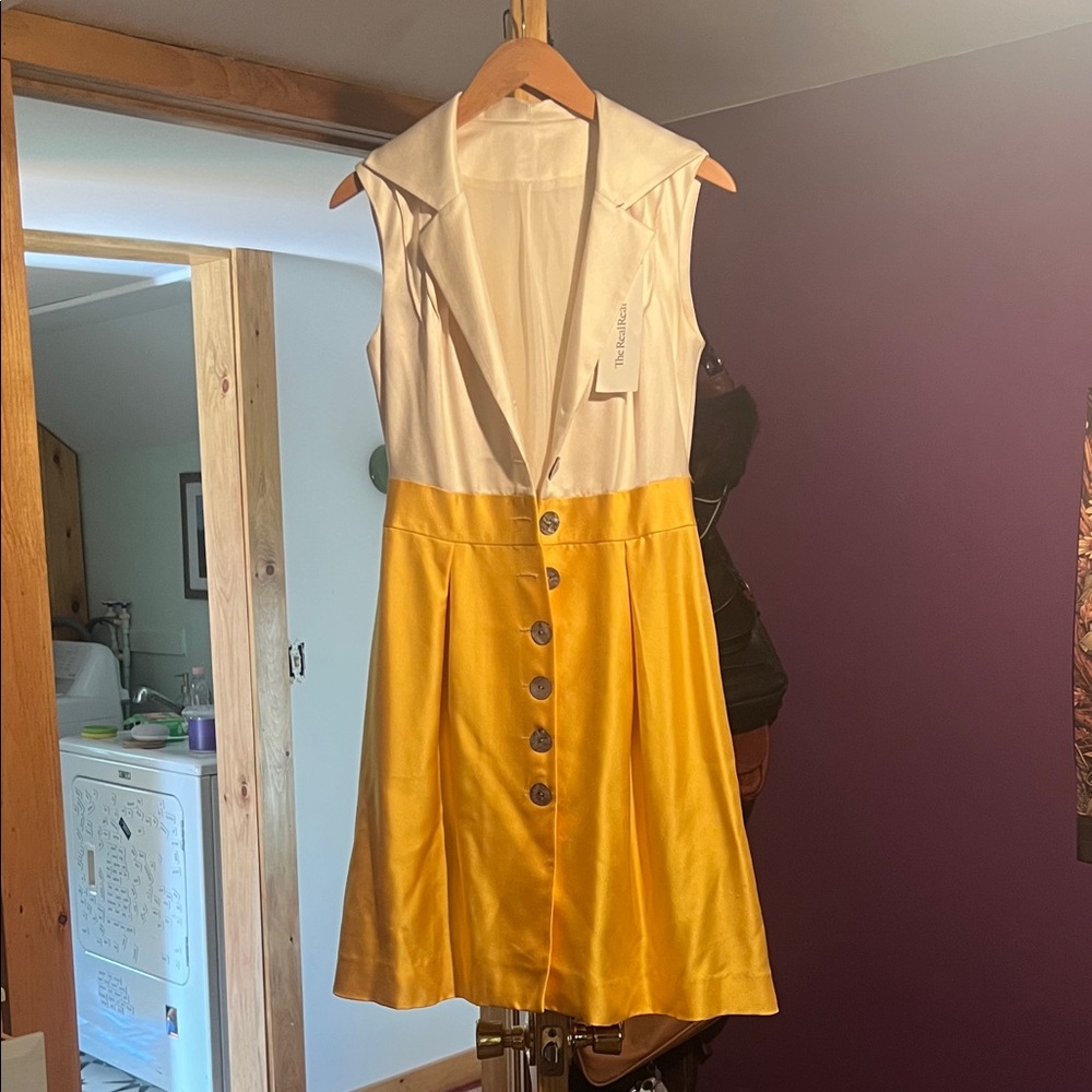 Yellow and White Dress